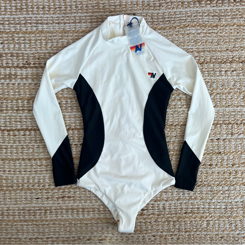 Aviator Nation Women's Size XS Black and White Swimsuit Color Block Surf Suit
